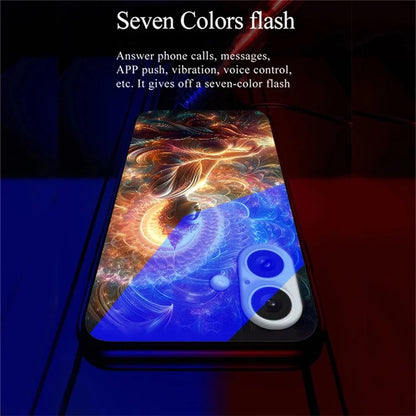 For iPhone 16 Case Call Flash Series Pattern Printing Tempered Glass + TPU Combo Phone Case
