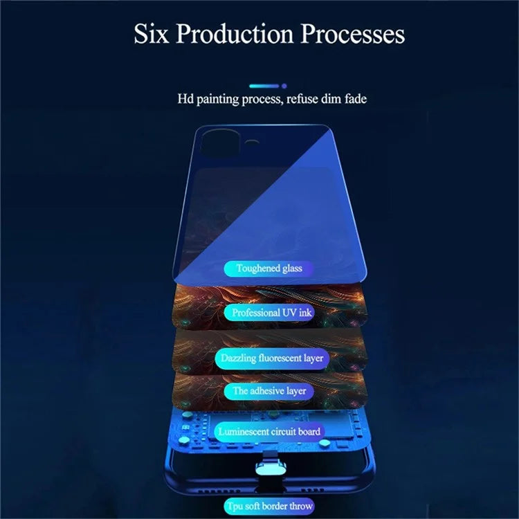 For iPhone 16 Case Call Flash Series Pattern Printing Tempered Glass + TPU Combo Phone Case