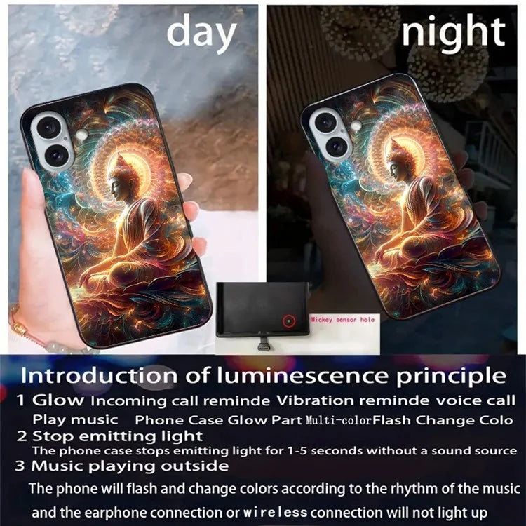 For iPhone 16 Case Call Flash Series Pattern Printing Tempered Glass + TPU Combo Phone Case