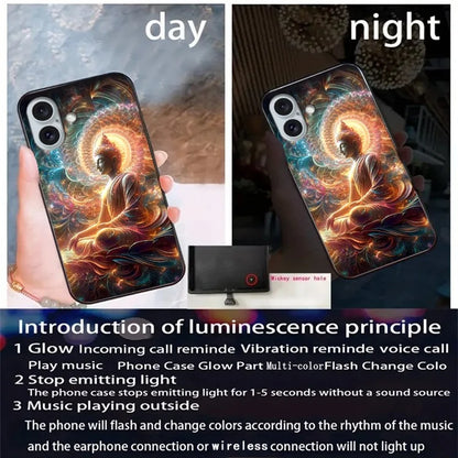 For iPhone 16 Case Call Flash Series Pattern Printing Tempered Glass + TPU Combo Phone Case