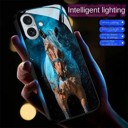 For iPhone 16 Case Call Flash Series Pattern Printing Tempered Glass + TPU Combo Phone Case