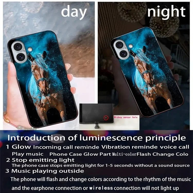 For iPhone 16 Case Call Flash Series Pattern Printing Tempered Glass + TPU Combo Phone Case