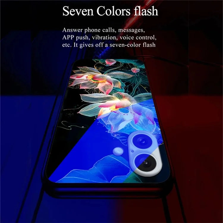 For iPhone 16 Case Call Flash Series Pattern Printing Tempered Glass + TPU Combo Phone Case