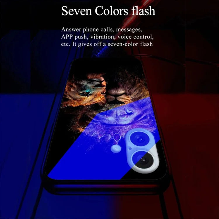 For iPhone 16 Case Call Flash Series Pattern Printing Tempered Glass + TPU Combo Phone Case