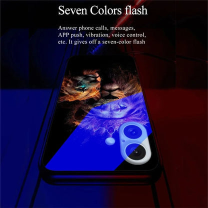 For iPhone 16 Case Call Flash Series Pattern Printing Tempered Glass + TPU Combo Phone Case