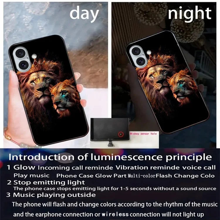For iPhone 16 Case Call Flash Series Pattern Printing Tempered Glass + TPU Combo Phone Case