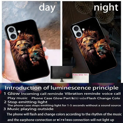 For iPhone 16 Case Call Flash Series Pattern Printing Tempered Glass + TPU Combo Phone Case