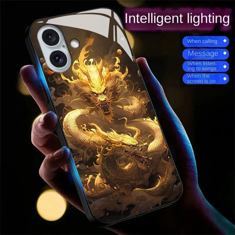 For iPhone 16 Case Call Flash Series Pattern Printing Tempered Glass + TPU Combo Phone Case