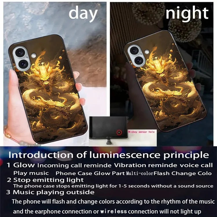 For iPhone 16 Case Call Flash Series Pattern Printing Tempered Glass + TPU Combo Phone Case