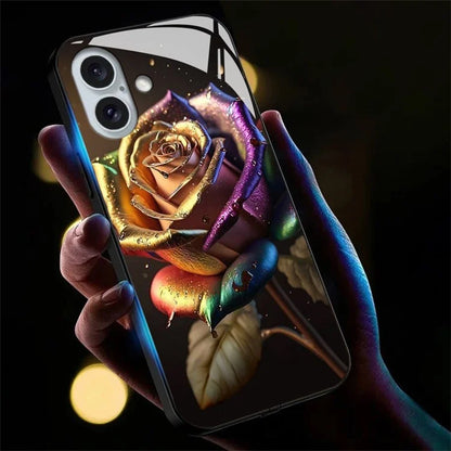 For iPhone 16 Case Call Flash Series Pattern Printing Tempered Glass + TPU Combo Phone Case