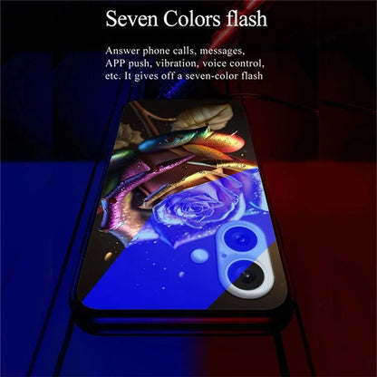 For iPhone 16 Case Call Flash Series Pattern Printing Tempered Glass + TPU Combo Phone Case