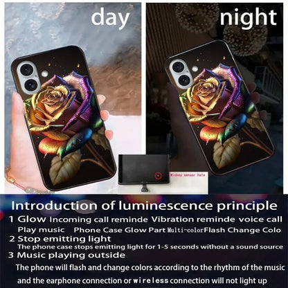 For iPhone 16 Case Call Flash Series Pattern Printing Tempered Glass + TPU Combo Phone Case