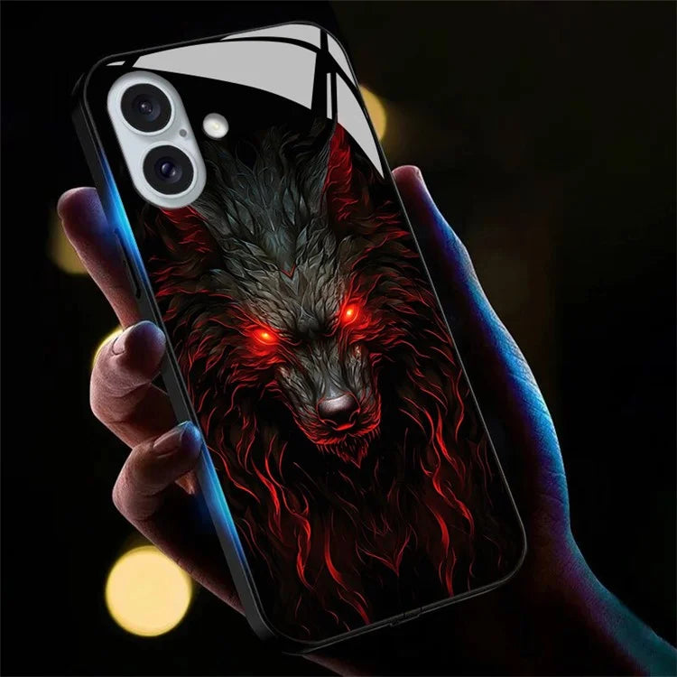 For iPhone 16 Case Call Flash Series Pattern Printing Tempered Glass + TPU Combo Phone Case