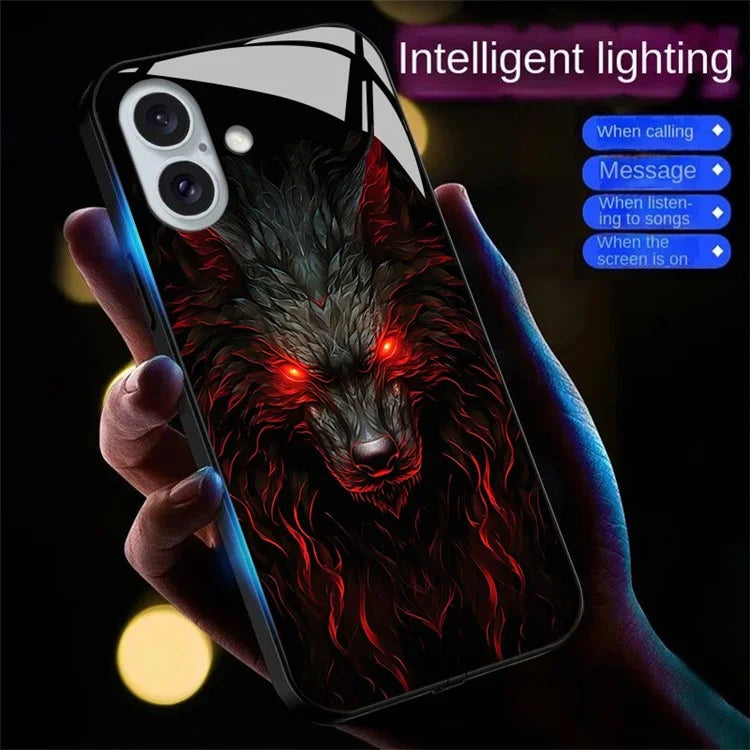 For iPhone 16 Case Call Flash Series Pattern Printing Tempered Glass + TPU Combo Phone Case