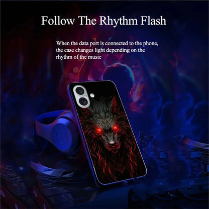 For iPhone 16 Case Call Flash Series Pattern Printing Tempered Glass + TPU Combo Phone Case