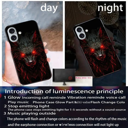 For iPhone 16 Case Call Flash Series Pattern Printing Tempered Glass + TPU Combo Phone Case