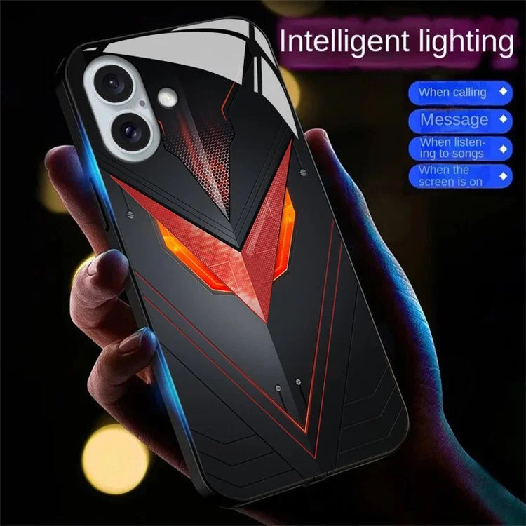 For iPhone 16 Case Call Flash Series Pattern Printing Tempered Glass + TPU Combo Phone Case