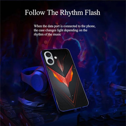 For iPhone 16 Case Call Flash Series Pattern Printing Tempered Glass + TPU Combo Phone Case