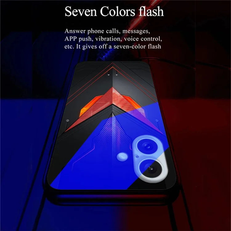 For iPhone 16 Case Call Flash Series Pattern Printing Tempered Glass + TPU Combo Phone Case
