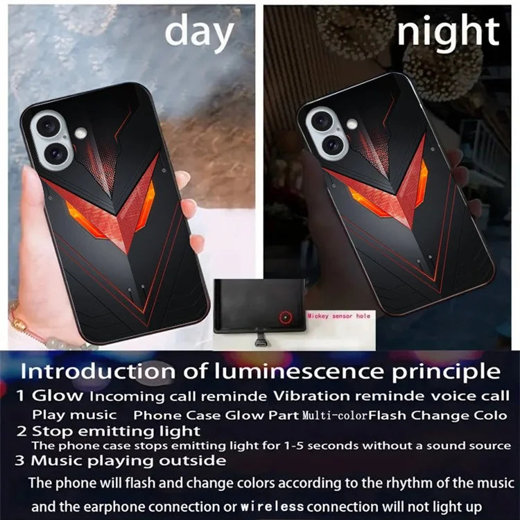 For iPhone 16 Case Call Flash Series Pattern Printing Tempered Glass + TPU Combo Phone Case