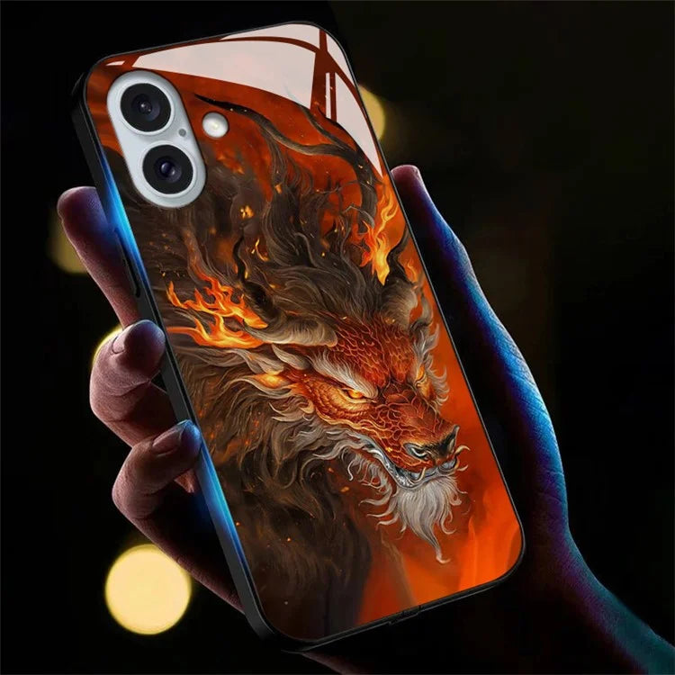 For iPhone 16 Case Call Flash Series Pattern Printing Tempered Glass + TPU Combo Phone Case