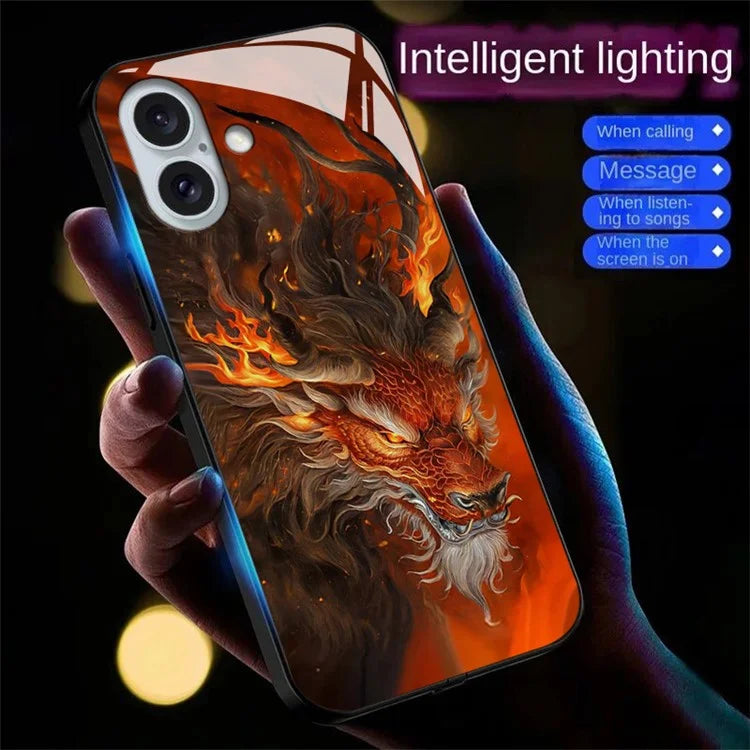 For iPhone 16 Case Call Flash Series Pattern Printing Tempered Glass + TPU Combo Phone Case