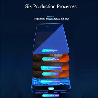 For iPhone 16 Case Call Flash Series Pattern Printing Tempered Glass + TPU Combo Phone Case