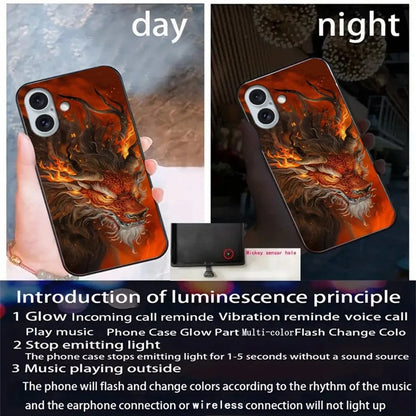 For iPhone 16 Case Call Flash Series Pattern Printing Tempered Glass + TPU Combo Phone Case