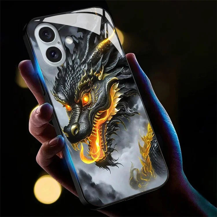 For iPhone 16 Case Call Flash Series Pattern Printing Tempered Glass + TPU Combo Phone Case