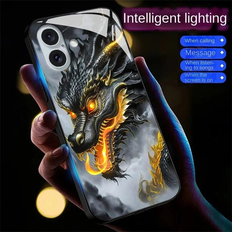 For iPhone 16 Case Call Flash Series Pattern Printing Tempered Glass + TPU Combo Phone Case