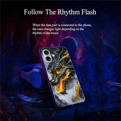 For iPhone 16 Case Call Flash Series Pattern Printing Tempered Glass + TPU Combo Phone Case