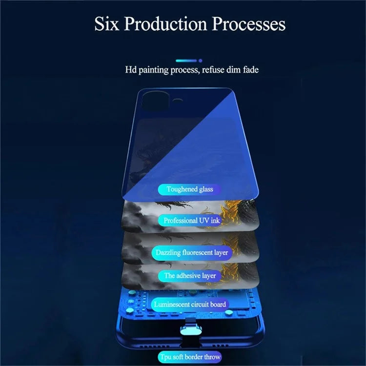 For iPhone 16 Case Call Flash Series Pattern Printing Tempered Glass + TPU Combo Phone Case