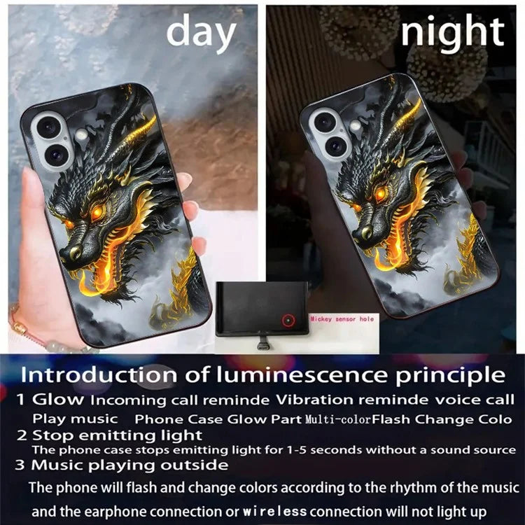 For iPhone 16 Case Call Flash Series Pattern Printing Tempered Glass + TPU Combo Phone Case