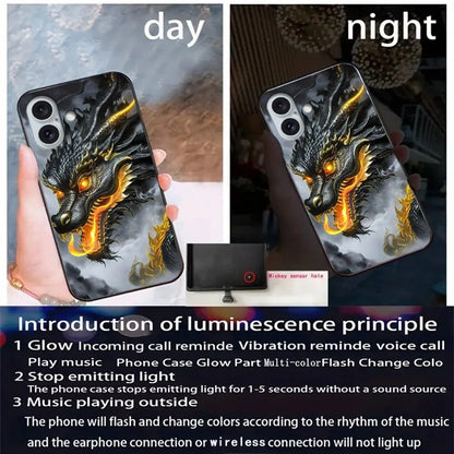 For iPhone 16 Case Call Flash Series Pattern Printing Tempered Glass + TPU Combo Phone Case