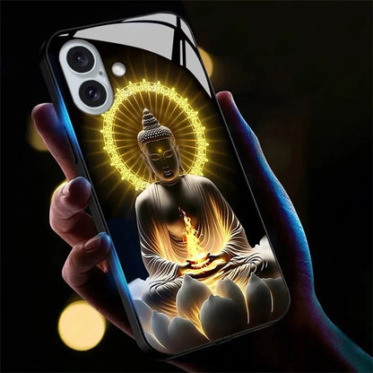 For iPhone 16 Case Call Flash Series Pattern Printing Tempered Glass + TPU Combo Phone Case