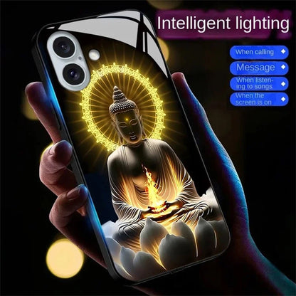 For iPhone 16 Case Call Flash Series Pattern Printing Tempered Glass + TPU Combo Phone Case