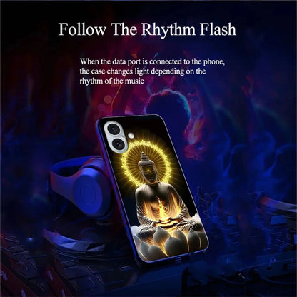 For iPhone 16 Case Call Flash Series Pattern Printing Tempered Glass + TPU Combo Phone Case