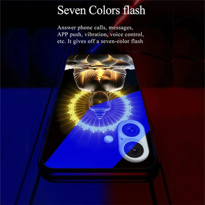 For iPhone 16 Case Call Flash Series Pattern Printing Tempered Glass + TPU Combo Phone Case