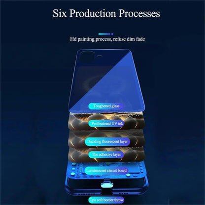 For iPhone 16 Case Call Flash Series Pattern Printing Tempered Glass + TPU Combo Phone Case