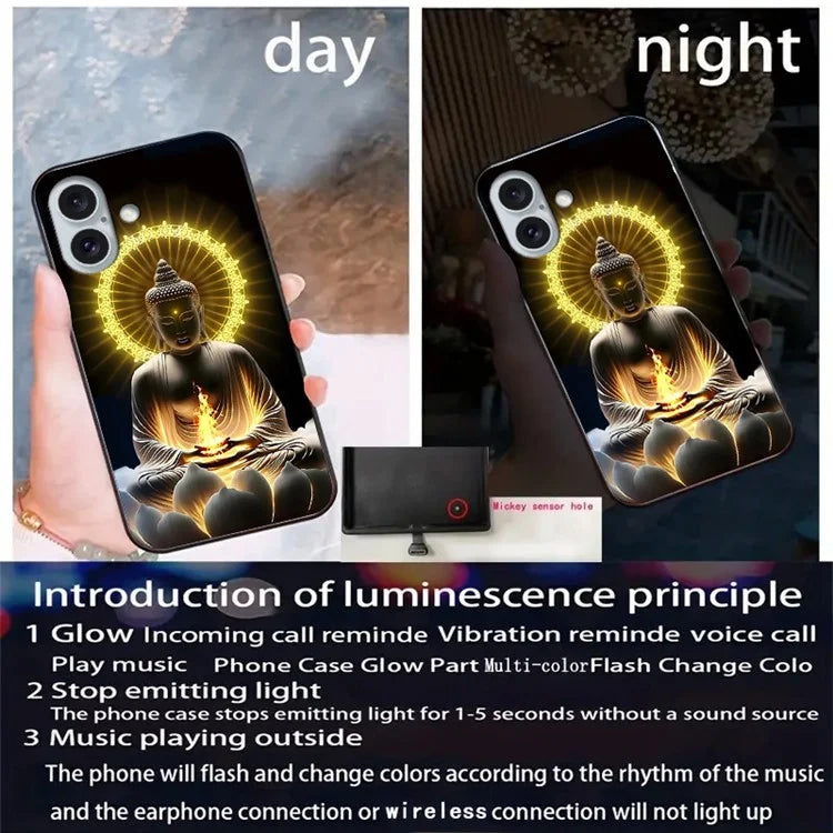 For iPhone 16 Case Call Flash Series Pattern Printing Tempered Glass + TPU Combo Phone Case