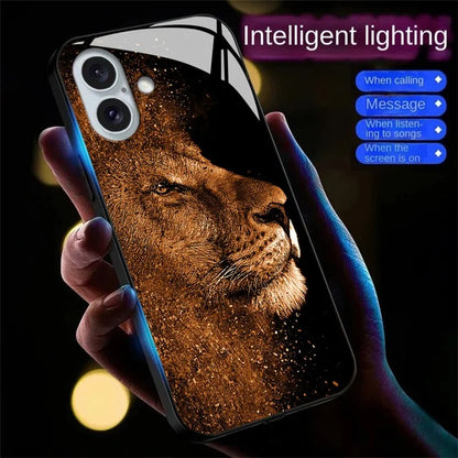 For iPhone 16 Case Call Flash Series Pattern Printing Tempered Glass + TPU Combo Phone Case