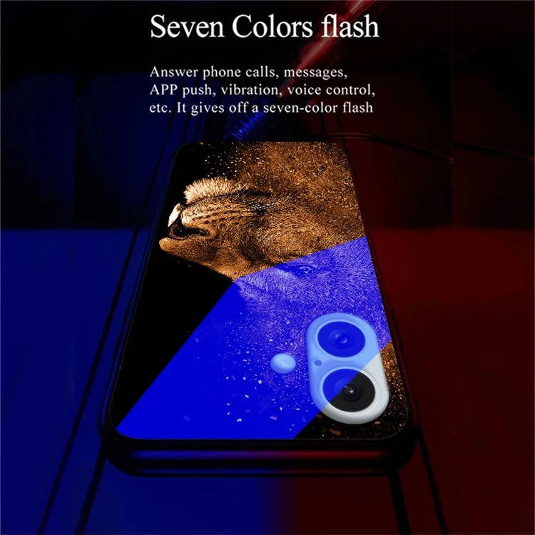 For iPhone 16 Case Call Flash Series Pattern Printing Tempered Glass + TPU Combo Phone Case