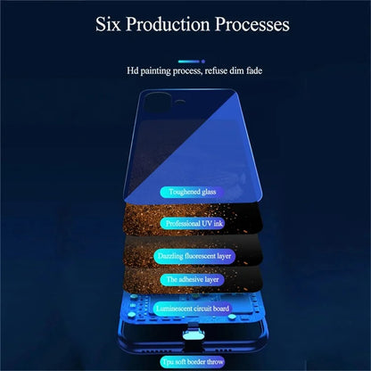 For iPhone 16 Case Call Flash Series Pattern Printing Tempered Glass + TPU Combo Phone Case