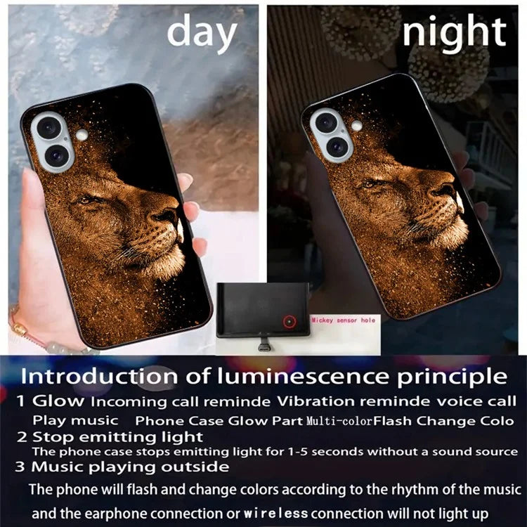 For iPhone 16 Case Call Flash Series Pattern Printing Tempered Glass + TPU Combo Phone Case