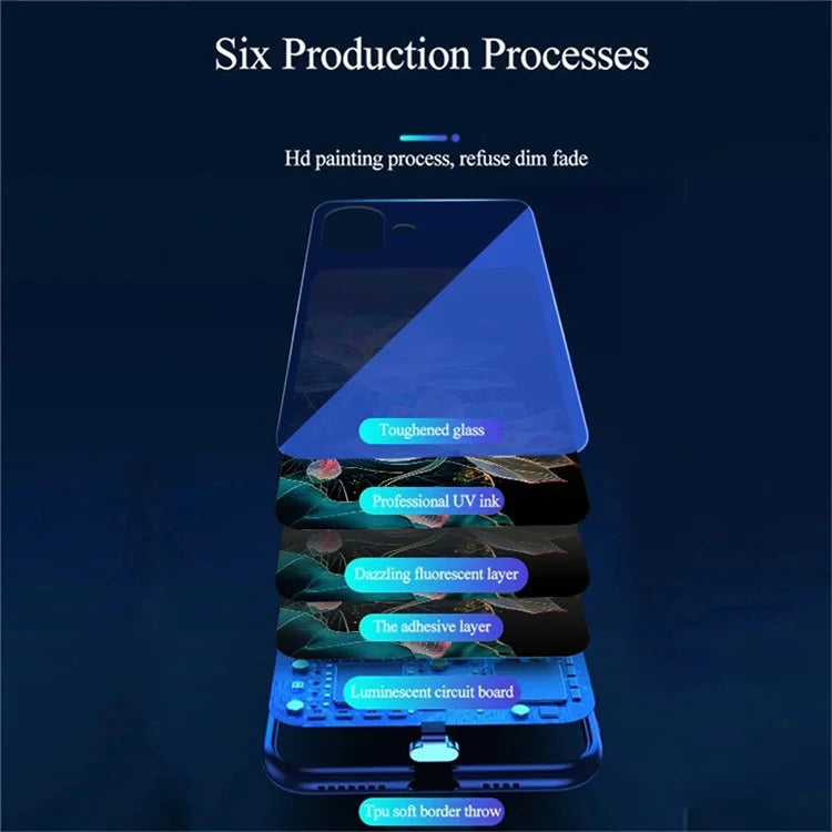 For iPhone 16 Plus Case Call Flash Series Pattern Printing Tempered Glass + TPU Combo Phone Case