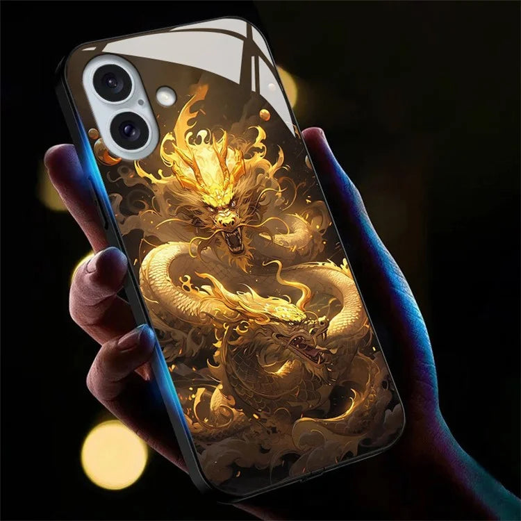 For iPhone 16 Plus Case Call Flash Series Pattern Printing Tempered Glass + TPU Combo Phone Case