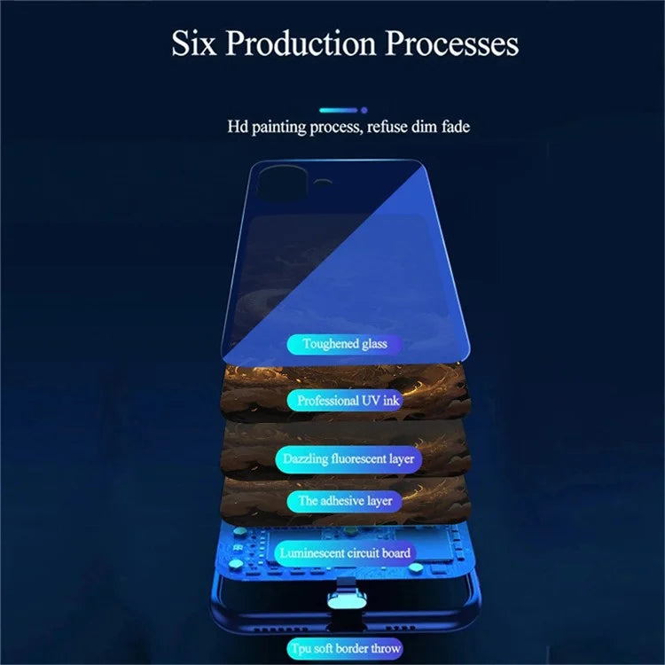 For iPhone 16 Plus Case Call Flash Series Pattern Printing Tempered Glass + TPU Combo Phone Case