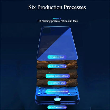 For iPhone 16 Plus Case Call Flash Series Pattern Printing Tempered Glass + TPU Combo Phone Case