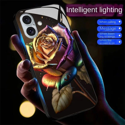 For iPhone 16 Plus Case Call Flash Series Pattern Printing Tempered Glass + TPU Combo Phone Case