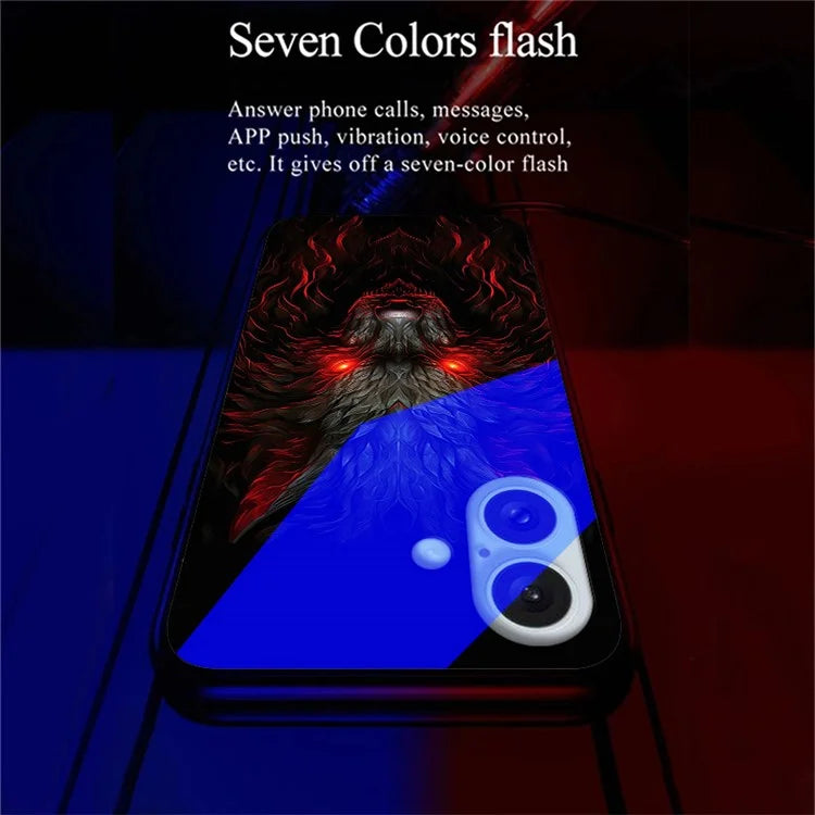 For iPhone 16 Plus Case Call Flash Series Pattern Printing Tempered Glass + TPU Combo Phone Case
